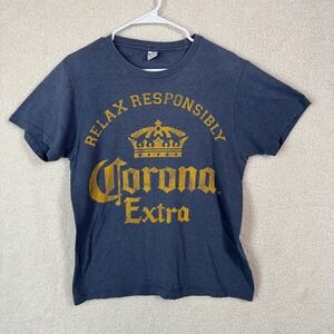 Corona Extra Shirt Mens Large‎ Blue Relax Responsibly Beer Graphic Tee Licensed